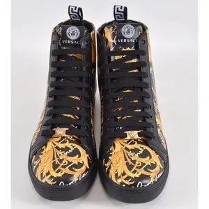 NEW Versace Men\'s Leather BAROQUE Medusa High Top Sneakers Shoes 40 7 Versace Men main image 4